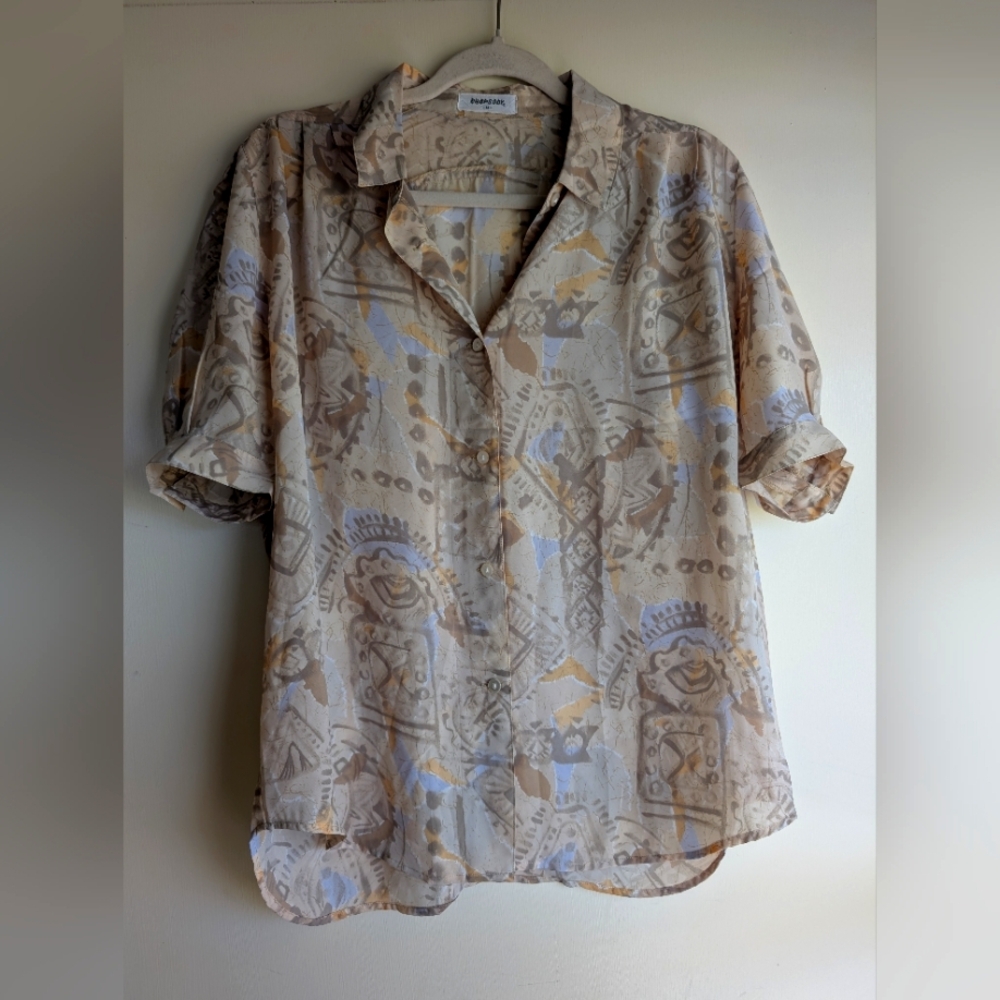 Rhapsody Beige and Light Blue Artistic Shirt